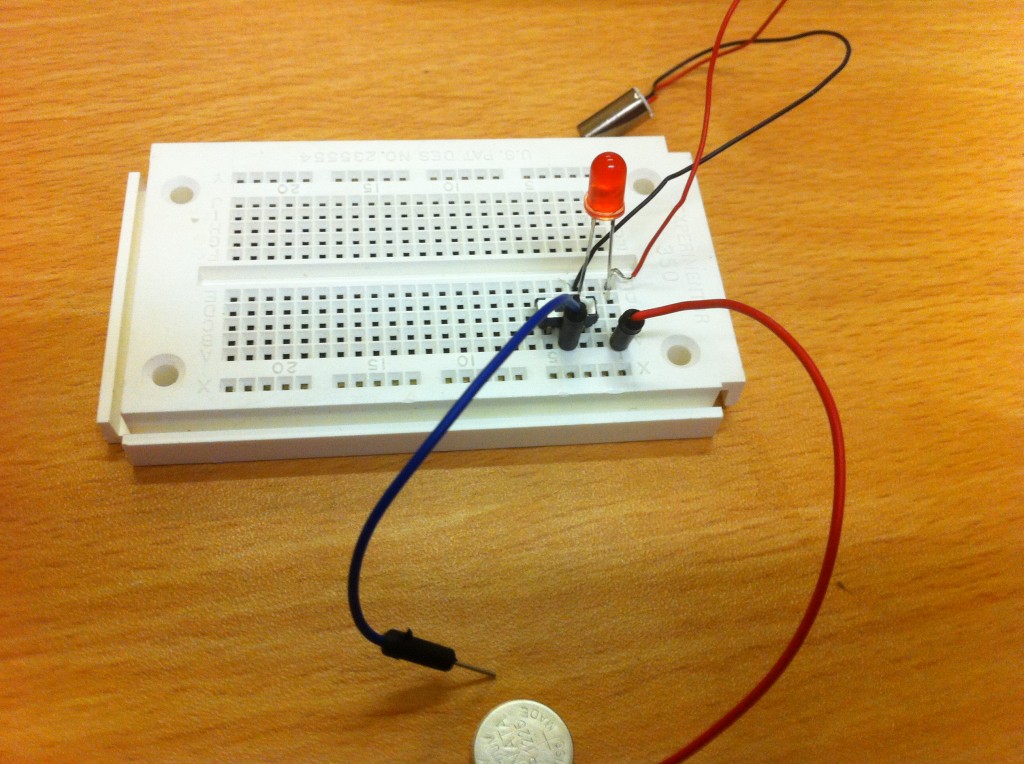 Close up of a circuit - LED to test current
